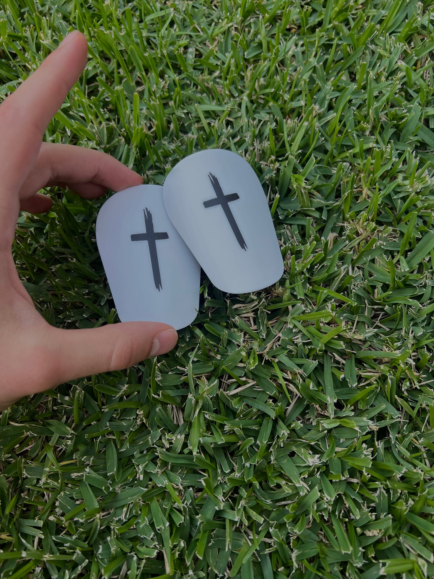White Cross Mini Shin Pads