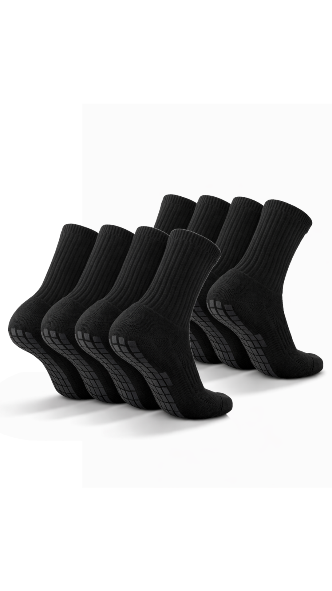 8x Pairs of Plain Grip Socks Black