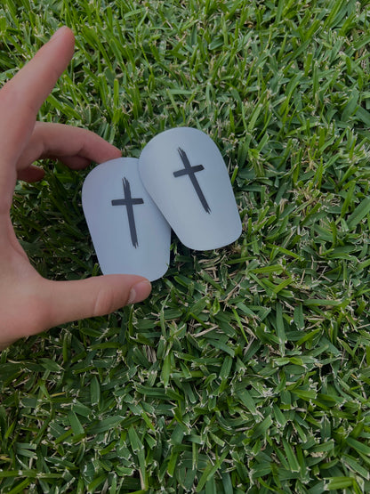 White Cross Mini Shin Pads
