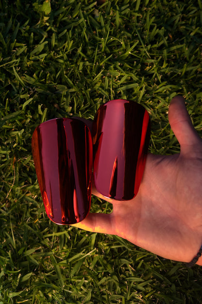 Red Chrome Shin Pads