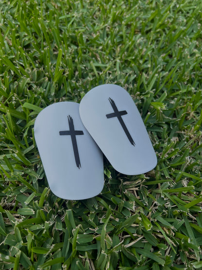 White Cross Mini Shin Pads