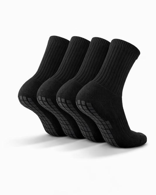 4x Pairs of Plain Grip Socks (black)